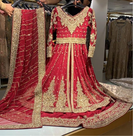 High waisted bridal lengha