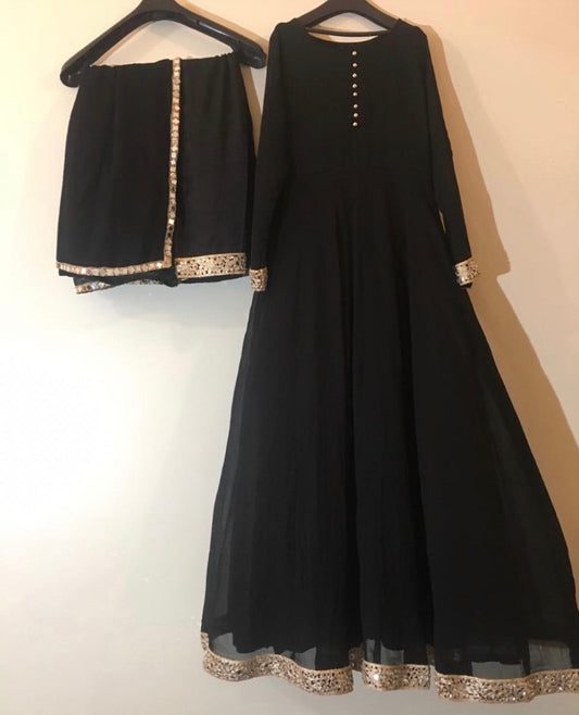 Black chiffon mirror