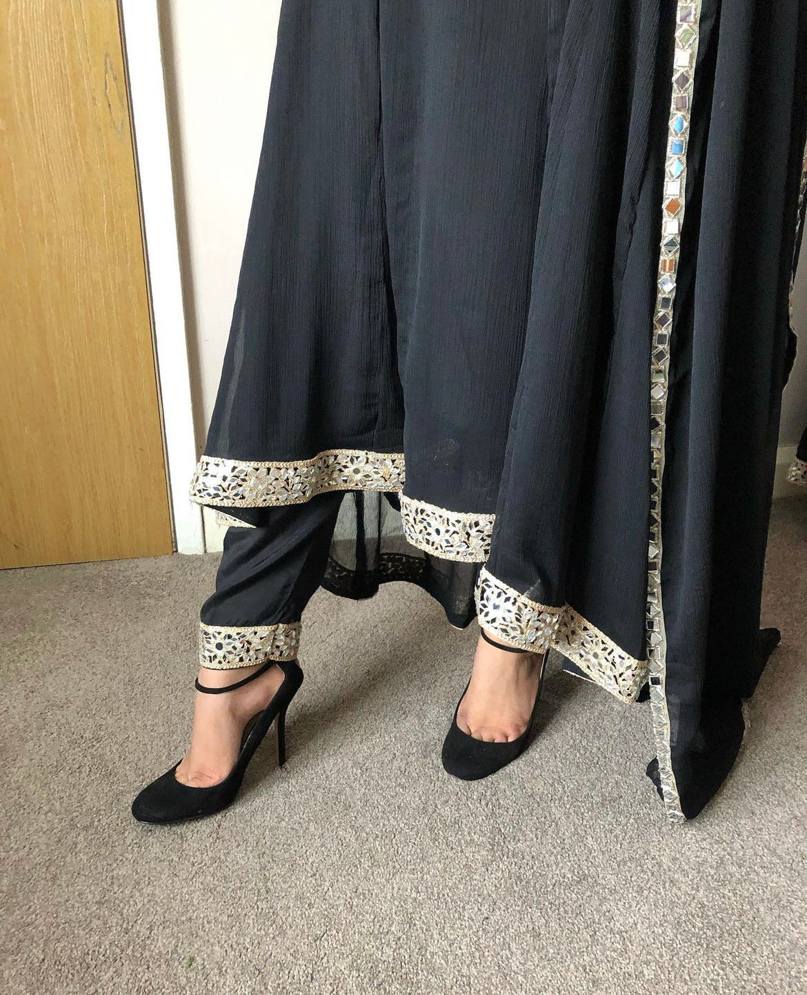 Black chiffon mirror