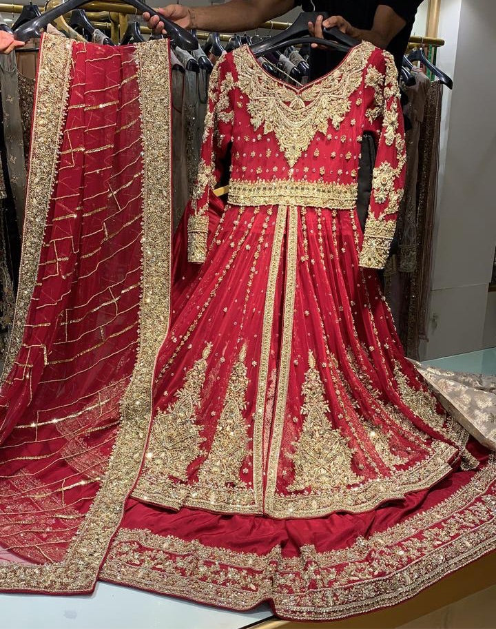 High waisted bridal lengha